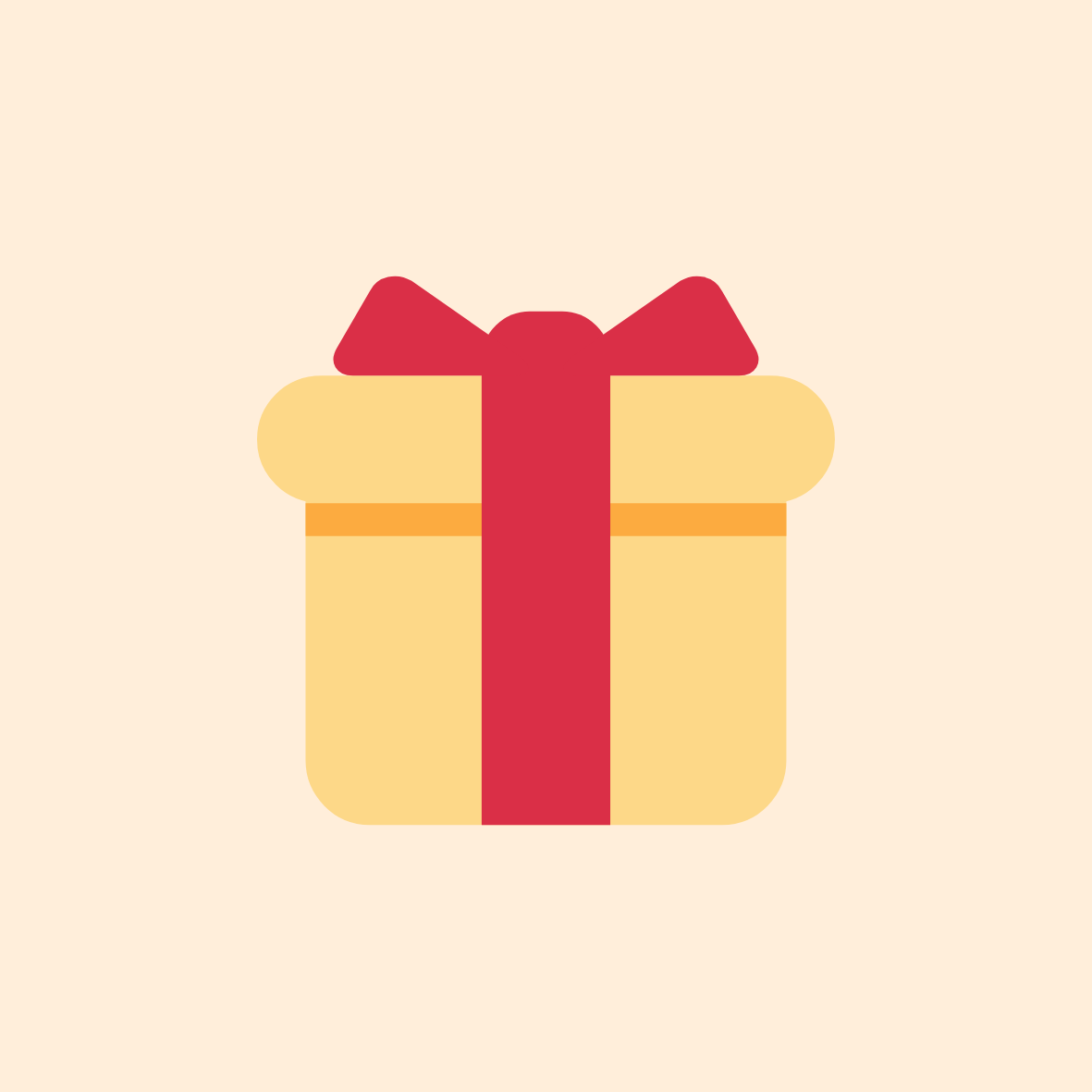 Illustration représentant un cadeau jaune avec un nœud rouge