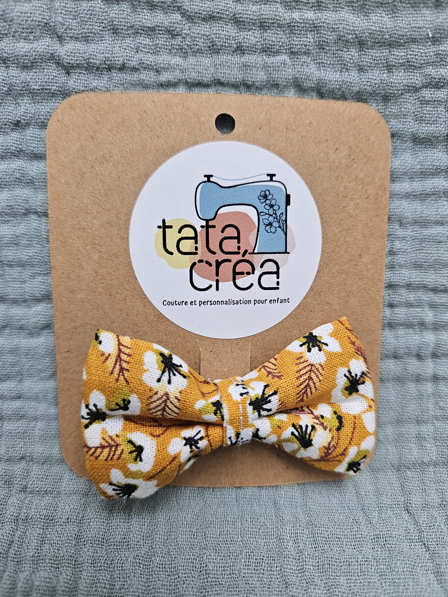 Barrette avec coton à motifs "miyu jaune"