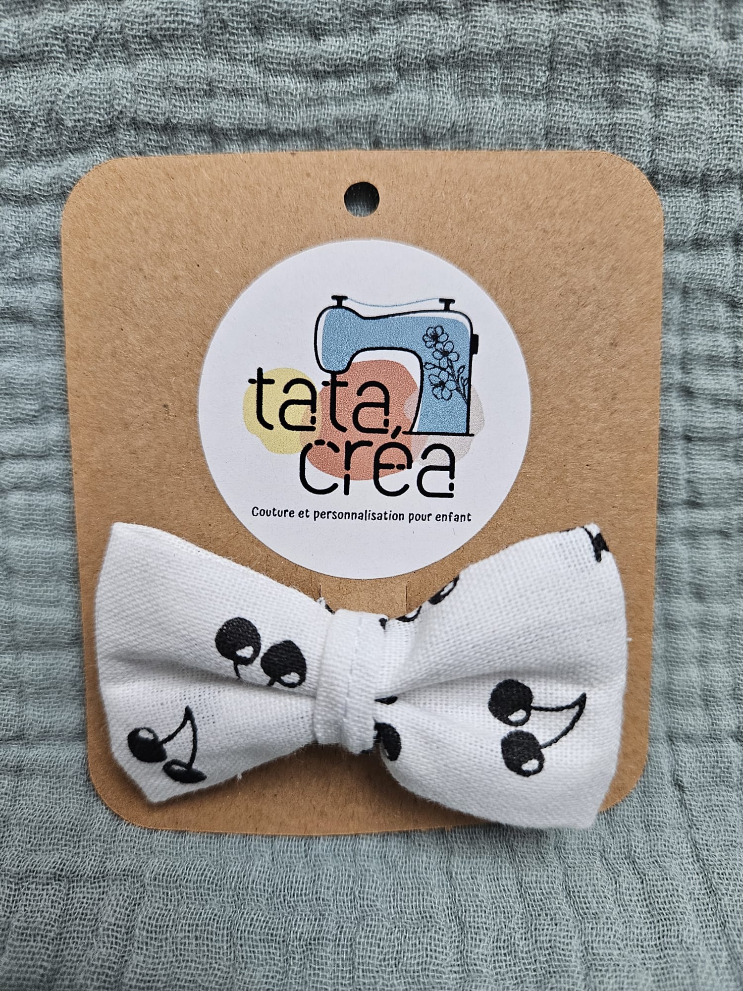 Barrette avec coton à motifs "cherry"