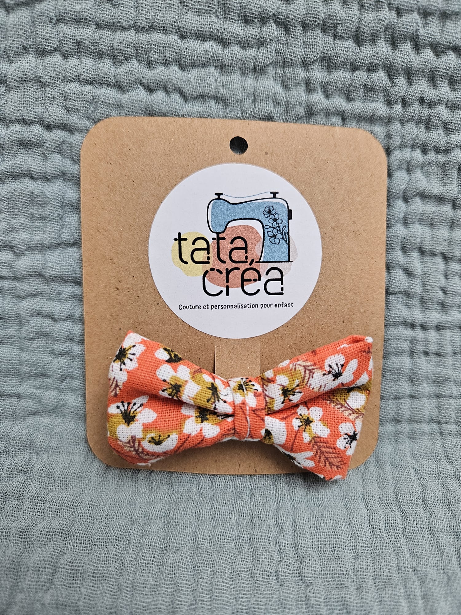 Barrette avec coton à motifs "miyu orange"
