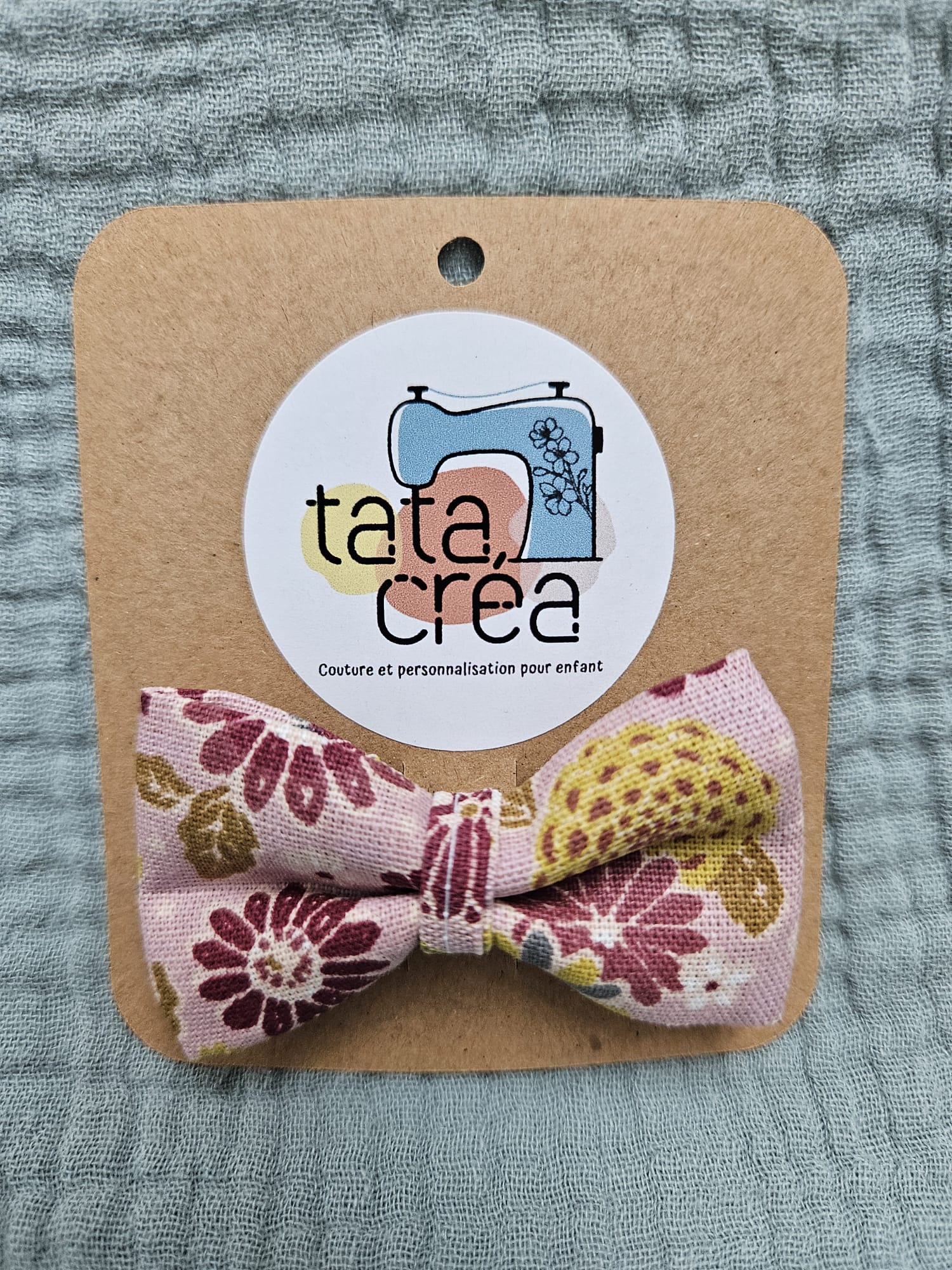 Barrette avec coton à motifs "misaki rose"